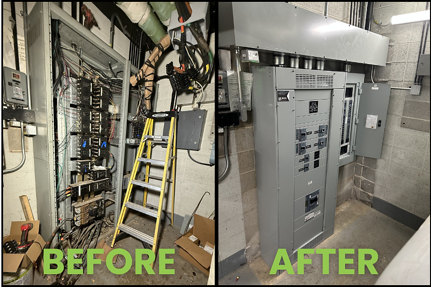 Electrical restoration work on a commercial system